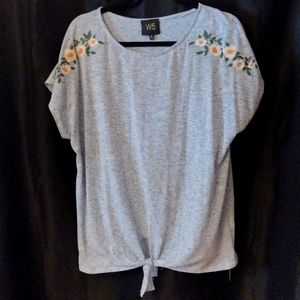 18. Heathered embroidered top